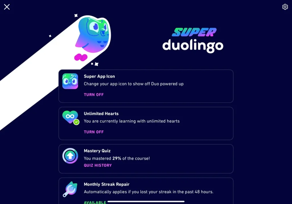 Trải nghiệm học ‘siêu việt’ với tài khoản Duolingo Super