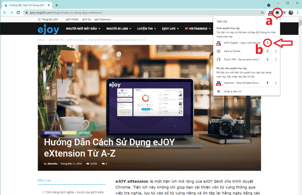 Hướng dẫn sử dụng eJOY eXtension dịch realtime