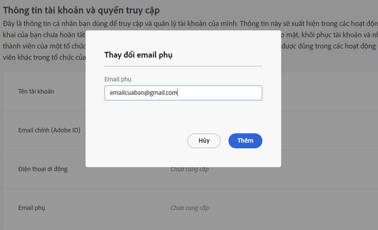 Cách thêm email phụ vào tài khoản Adobe 3 Cách thêm email phụ vào tài khoản Adobe - Foxfio.com