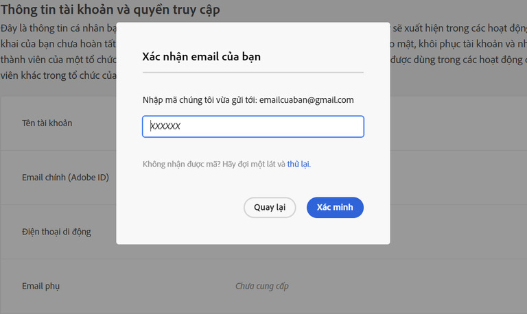 Cách thêm email phụ vào tài khoản Adobe 4 Cách thêm email phụ vào tài khoản Adobe - Foxfio.com